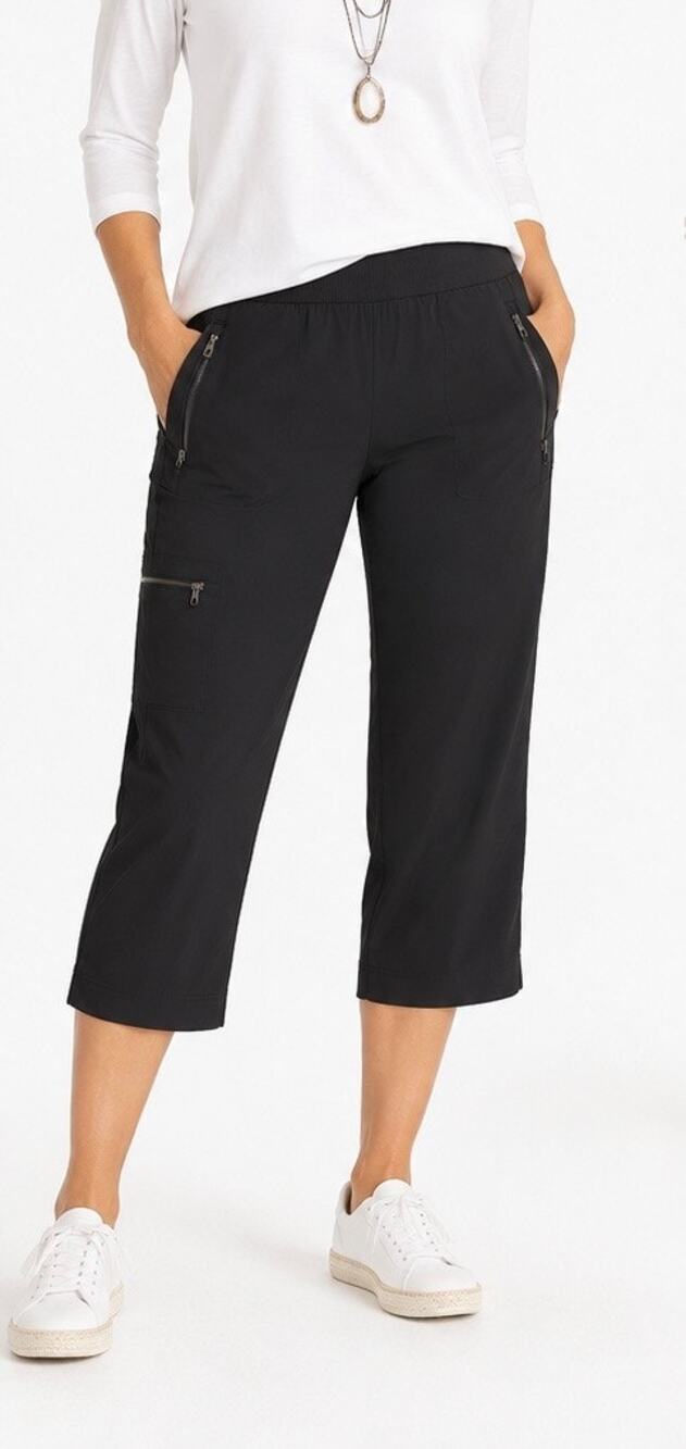 Chico's 2 Zenergy Neema Zip Pocket Crop Pants Black Size 12